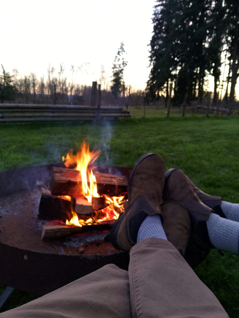 First fire in the firepit this weekend.